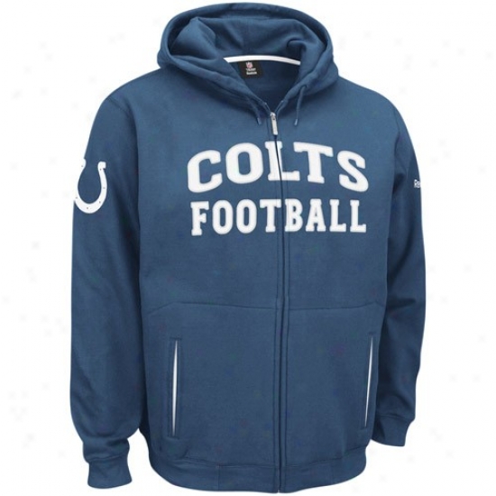Colts Sweatshirts : Reebok Colts Royal Blue Overtime Full Zlp Sweafshirts