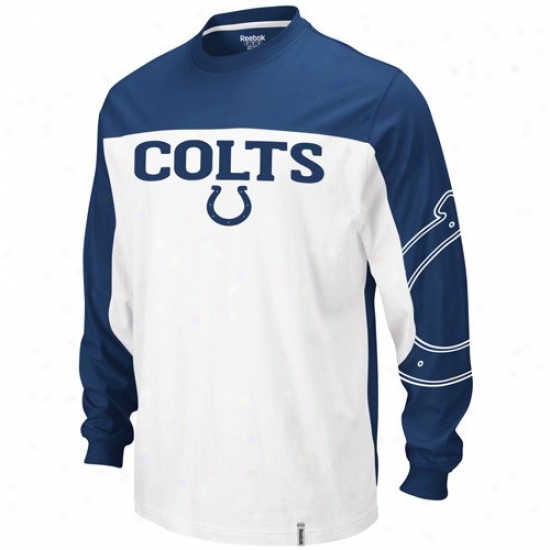 Colts Tees : Reebik Colts White-royal Blue Arena Lonf Sleeve Tees