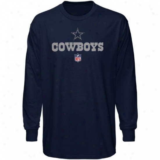 Cowboys Tshirt : Cowboys Youth Navy Blue Team Lockup Long Sleve Tshirt