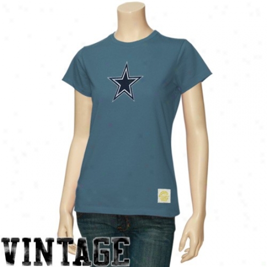 Cowboys Tshirt : Reebok Cowboys Ladies Blue More familiar Logo iVntage Premium Tshirt
