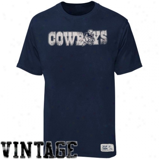 Dallas Cowboy Apparel: Dallas Cowboy Navy Blue Joe's WordmarkV intage T-shirt