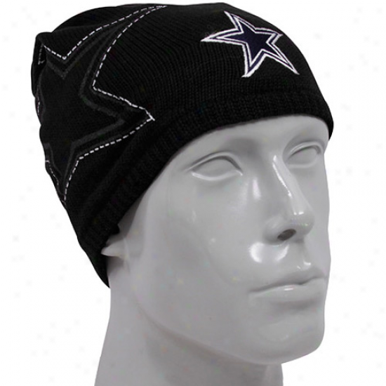 Dallas Cowboys Hats : Reebok Dallas Cowboys Black 2nd Season Knit Beanie
