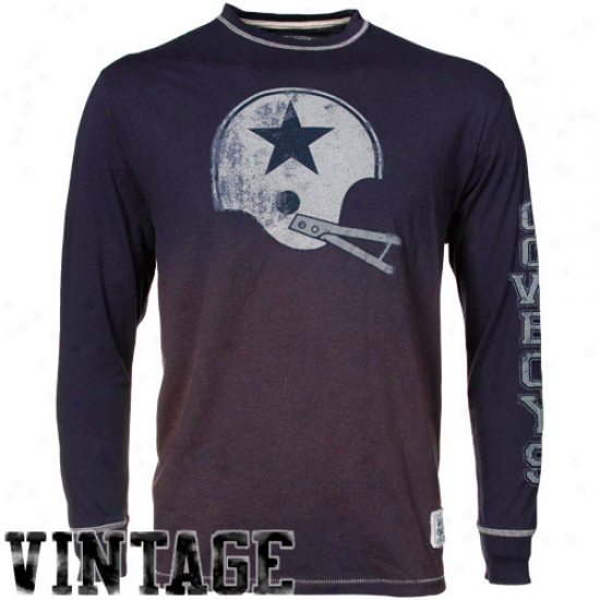 Dallas Cowboys Navy Bpue Straight Ball Vintage Long Sleeve T-shirt