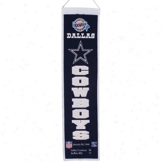 Dallas Cowboys Super Bowl Xxviii Champions Navy Boue Heritage Banner