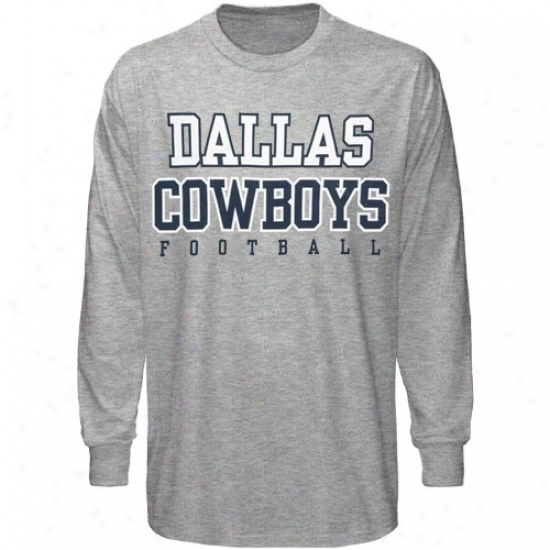 Dallas Cowboys T Shirt : Reebok Dallas Cowoys Ash Practice Slow Sleevd T Shirt