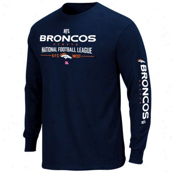 Denver Bronco Attire: Denver Bronco Navy Blue Primary Receiver Long Sleeve T-shirt
