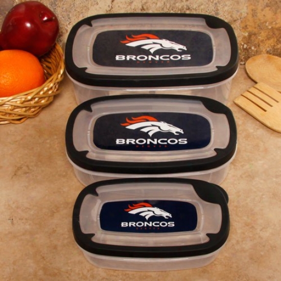 Denver Broncos 3-pack Rectangular Food Containers