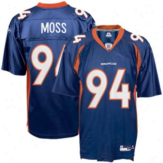 Denvrr Broncos Jerseys : Reebok Nfl Accoutrement Denver Broncos #94 Jarvis Moss Navg Blue Replica Football Jerseys