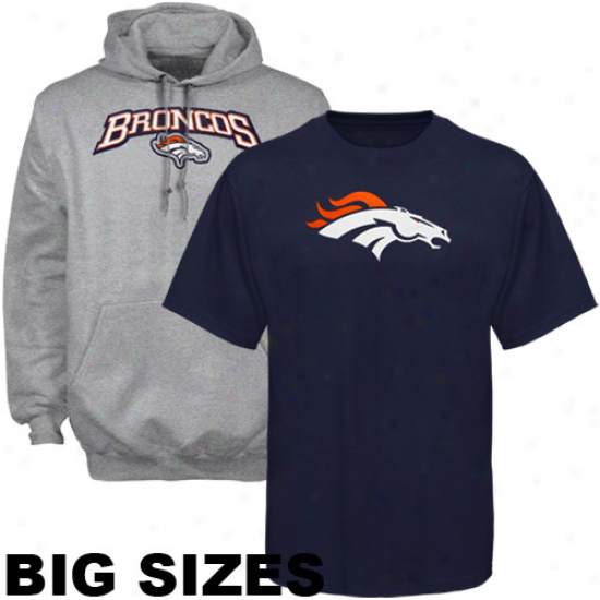 Denver Broncos Ships Blue T-shirt & Ash Hooxy Sweatshirt Combo Pack