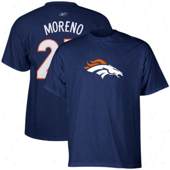 Denver Broncos Shirt : Reebok Denver Broncos #27 Knowshon Moreno Ships of war Blue Scrimmage Gear Shirt
