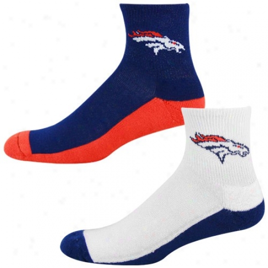 Denver Broncos Tri-color Two-pack Quarter Socks