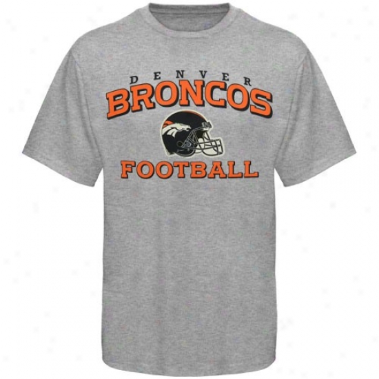 Denver Broncos Tshirts : Reeebok Denver Broncos Ash Stacked Helmet Tshirts