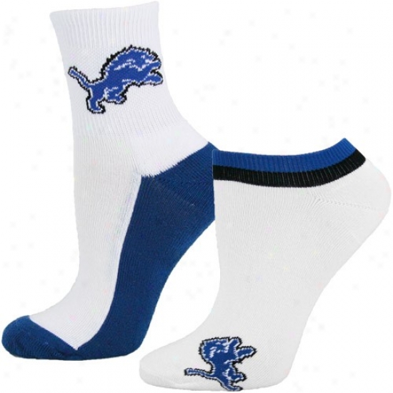 Detroit Lions Ladies White Quarter & Footie 2-pack Socks
