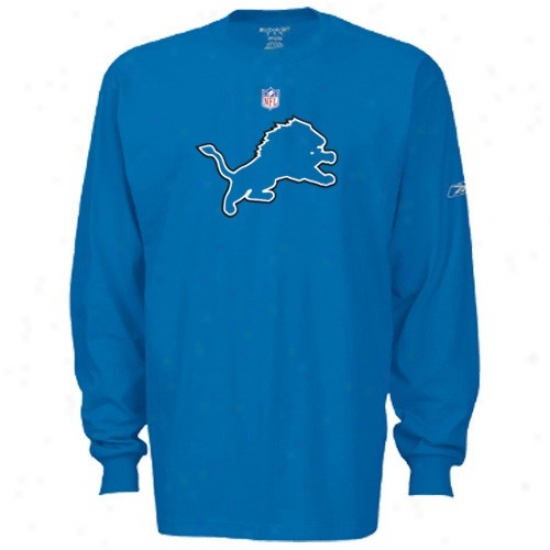 Detroit Lions Shirts : Reebok Detroit Lions Blue Team Marls LongS leeve Shirts