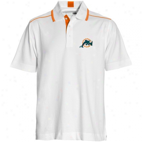 Dolphins Clothes: Cutter & Buck Dolphins White Baseline Polo