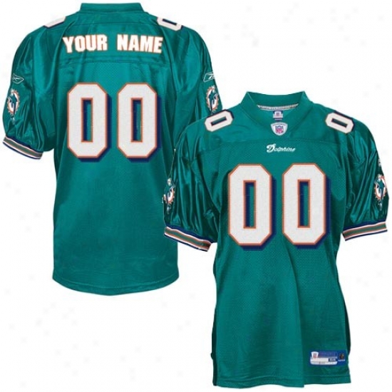 Dolphins Jersey : Reebok Nfl Equipment Dolphins Aqua Authentic Customized Jersey
