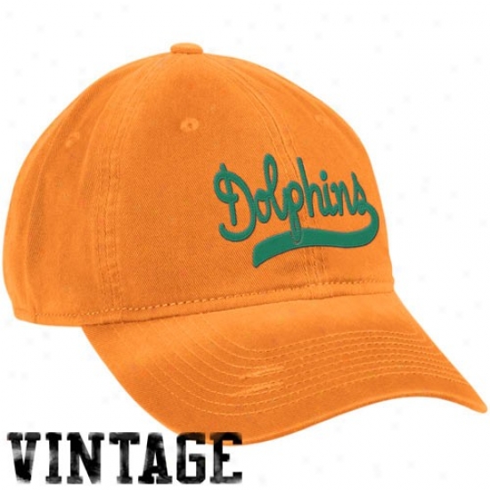 Dolphins Merchandise: Reebok Dolphins Ladies Orange Retro Slouch Adjustable Hat