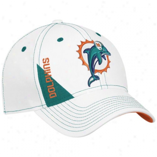 Dolphins Merchandise: Reebok Dolphins Youth White Official 2010 Draft Day Flex Fit Hat