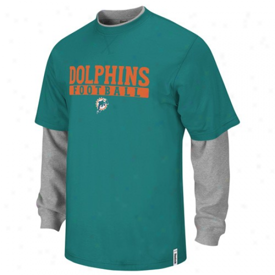 Dolphins Shirts : Reebok Dolphins Young men Aqua-gray Splitter Long Sleeve Shirts