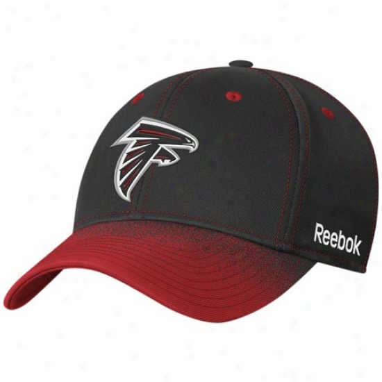 Falcons Hats : Reebok Falconns Black Fadeout Sideline 2nd Season Flex Fit Hats
