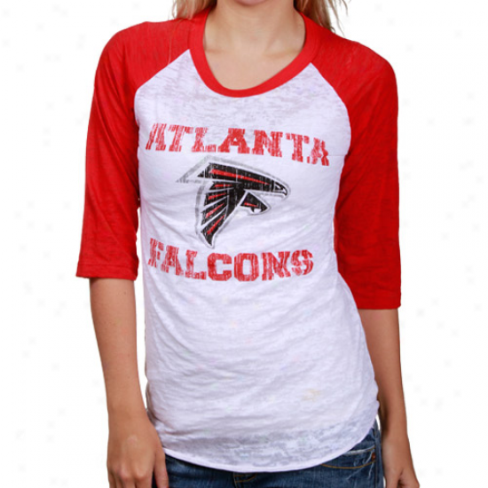 Falcons Tees : Reebok Fakcons White-red Huddle Up Raglan Burnout 1/2 Sleeve Tees