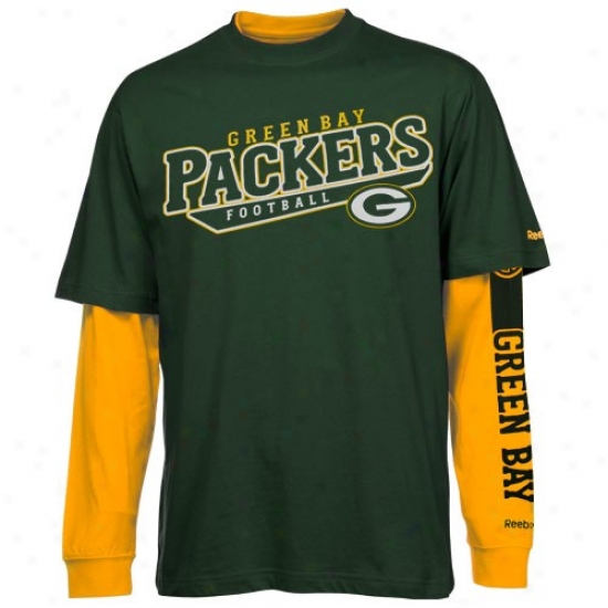 Green Bay Packer Tshirts : Reebok Green Bay Packer Green-gold Option 3-in-1 Tshirts Coombo Pack