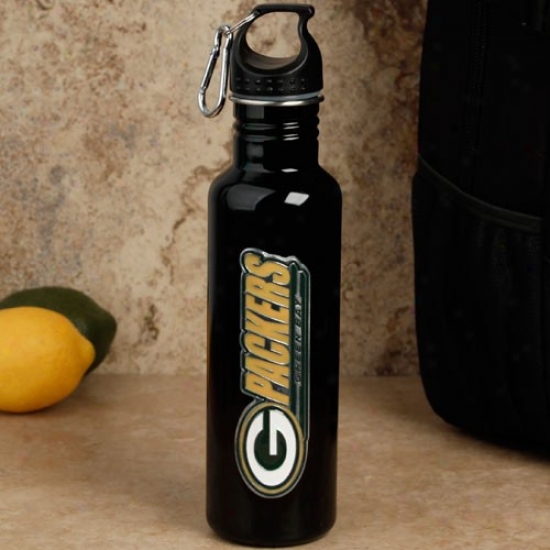 Green Bay Packers Black Stainless Steel Water Bottle