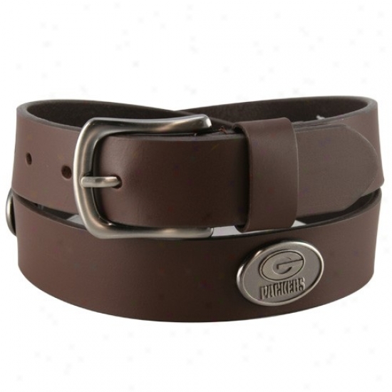 Green Bay Packers Brown Leather Concho Belt