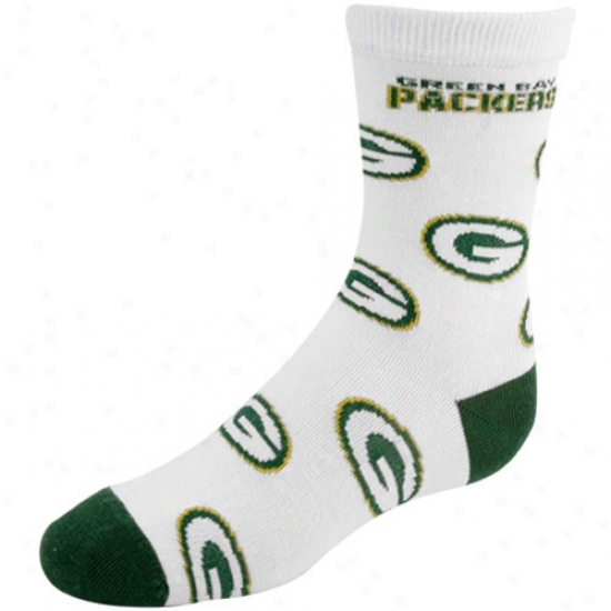 Green Bay Packers Child White Woven Team Logo 7-9 Sock