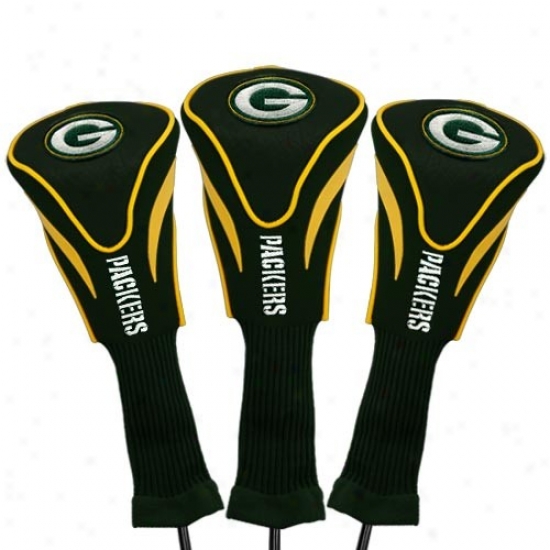 Green Bay Packers Green-gold 3 -pack Contour Fit Golf Club Headcovers