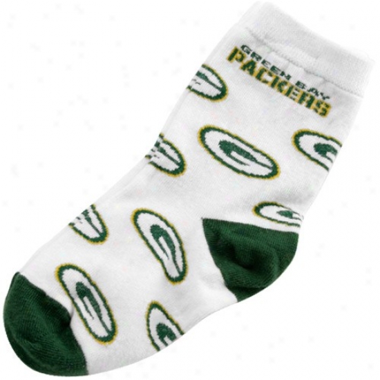 Green Bay Packers Infant White Woven Team Logo 7-9 Sock