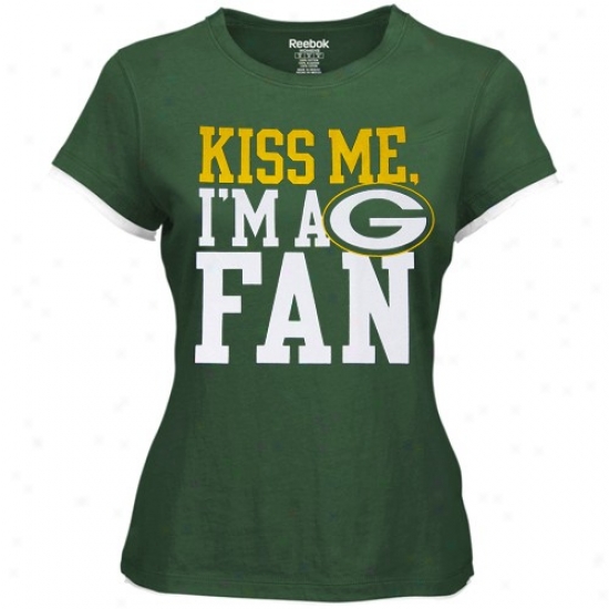 Green Bay Packers Shirt : Reebok Green Bark at Packers Ladies Green Hard To Get Cap Sleeve Layered Tissue Shirt