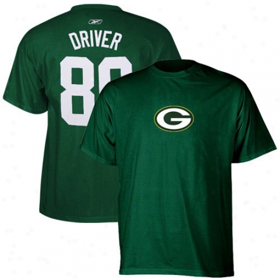 Green Bay Packers T Shirt : Reebok Green Bark Packers #80 Donald Driver Green Scrimmage Gear T Shirt