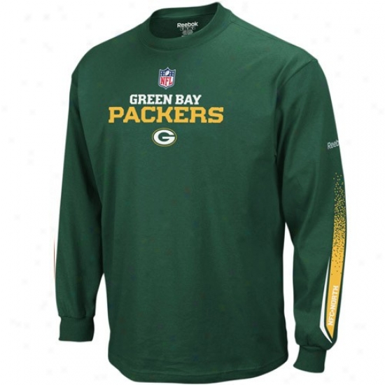 Green Bay Packers T-shirt : Reebok Green Bay Packers Youth Unripe Optimus Long Sldeve T-shirt