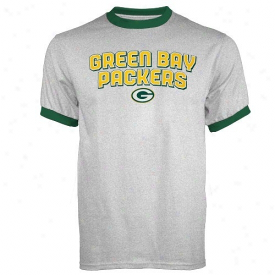 Green Bark Packers Tshirt : Reebok Green Bay Packees Ash Youth Double Arch Tshirt