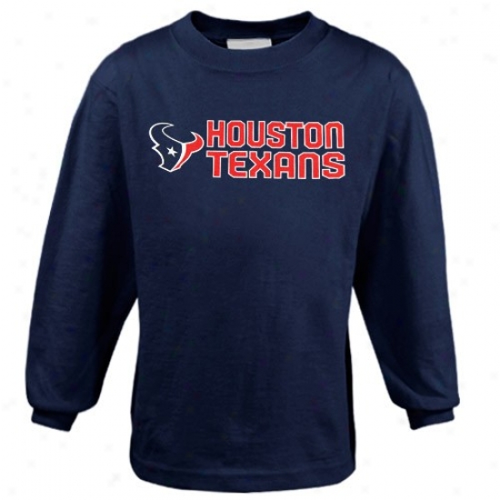 Houston Texans Shirt : Reebok Houston Texans Preschool Navy Blue Summer Stack Long Sleeve Shirtt