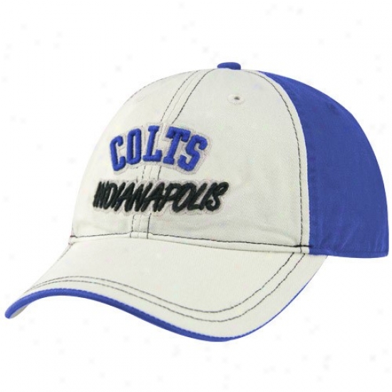 Incianapolis Colt Match : Reebok Indianapolis Colt Natural-royal Blue Adjustable Slouch Cap