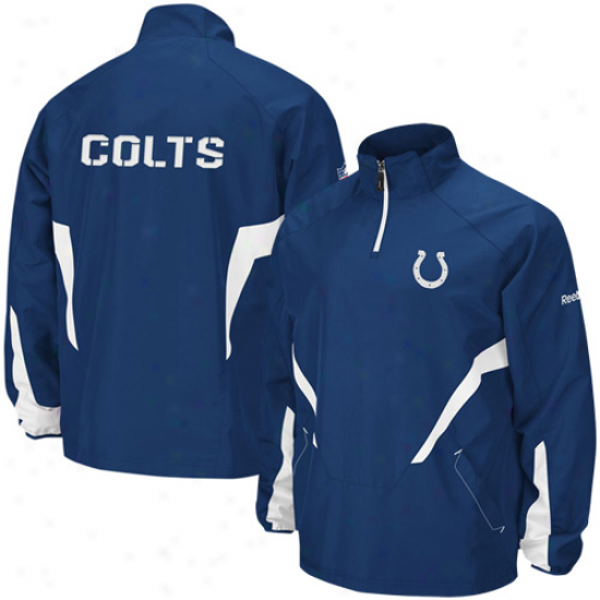 Indianapolis Colt Jackets : Reebok Indianapolis Colt Royal Blue Hot Sideline 1/4 Zip Pullover Wind Jackets