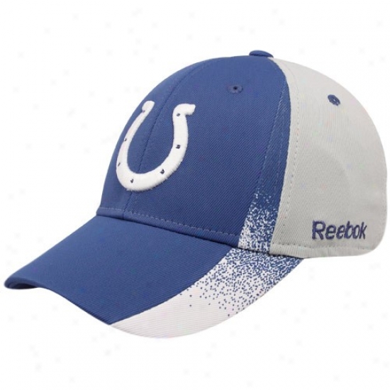 Indianapolis Colt Merchandise: Reebok Indianapolis Colt Magnificent Blue-gray Spray Paint Structured Flex Fit Hat