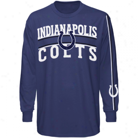 Indiahapolis Colt Tshirts : Reebok Indianapolis Colt Youth Royal Blue Power Drive Long Sleeve Tshirts