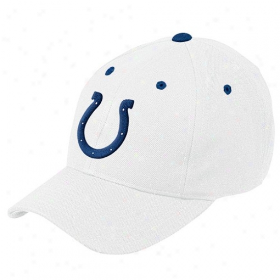 Indianapolis Colts Hats : Reebok Indianapolis Coots White Basic Logo Wool Blend Adjustable Hats
