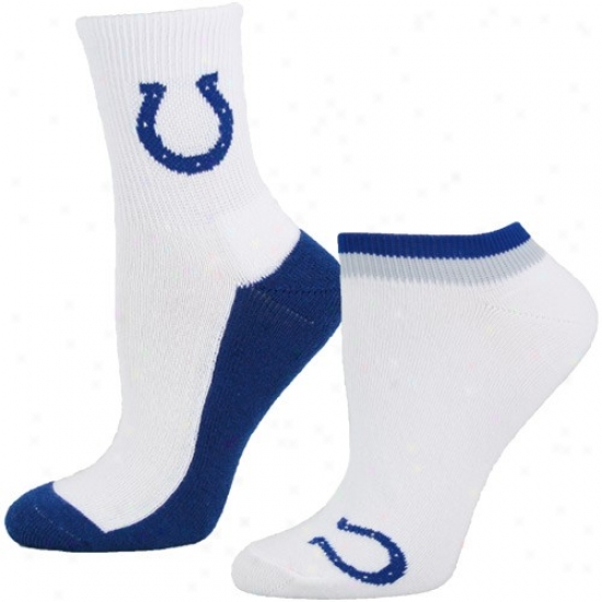 Indianapolis Colts Ladies White Quarter & Footie 2-pack Socks