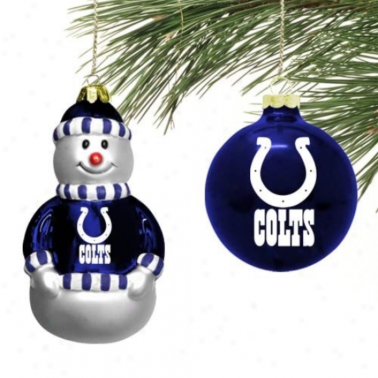 Indianapolis Colts Mini Blown Glass Ornament Set
