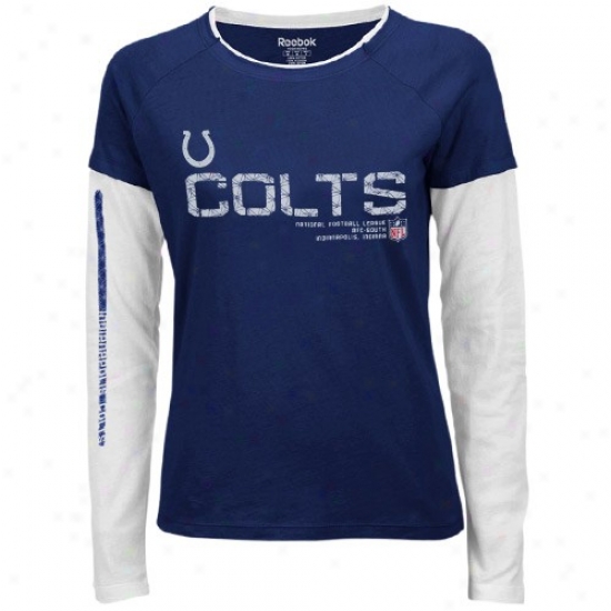 Ijdianapolis Colts Shirts : Reebok Indianapolis Colts Ladies Royal Blue Sideline Tacon Long Sleeve Layered Tissue Shirts