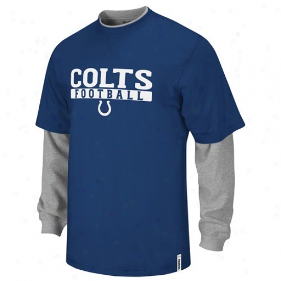 Indianapolis Colts Tees : Reebok Indianapoli Colts Royal Blue-gray Splitter Double Layer Tees