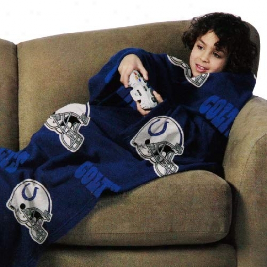Indianapolis Colts Youth Navy Blue Team Helmet Print Unisex Comfy Throw