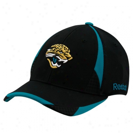 Jacksonville Jaguar Hats : Reebok Jacksonville Jaguar Black Pro Shape Structured Flex Fit Hats