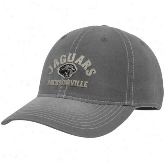 Jacksonville Jaguar Merchandise: Reebok Jacksonville Jaguar Gray Sandblasted Retro Sloucy Flex Fit Hat
