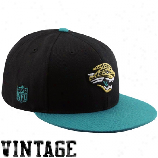 Jacksonville Jaguars Merchandise: Reebok Jacksonville Jaguars Black-teal Fitted Hat