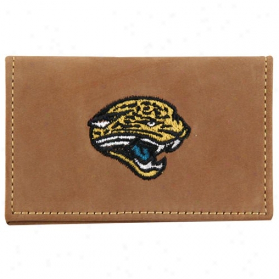 Jacksonville Jaguars Tan Embroidered Leather Card Case